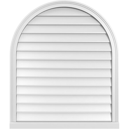 Ekena Millwork Round Top Surface Mount PVC Gable Vent w/ 2"W x 2"P Brickmould Sill Frame, 34"W x 40"H GVPRT34X4003SN